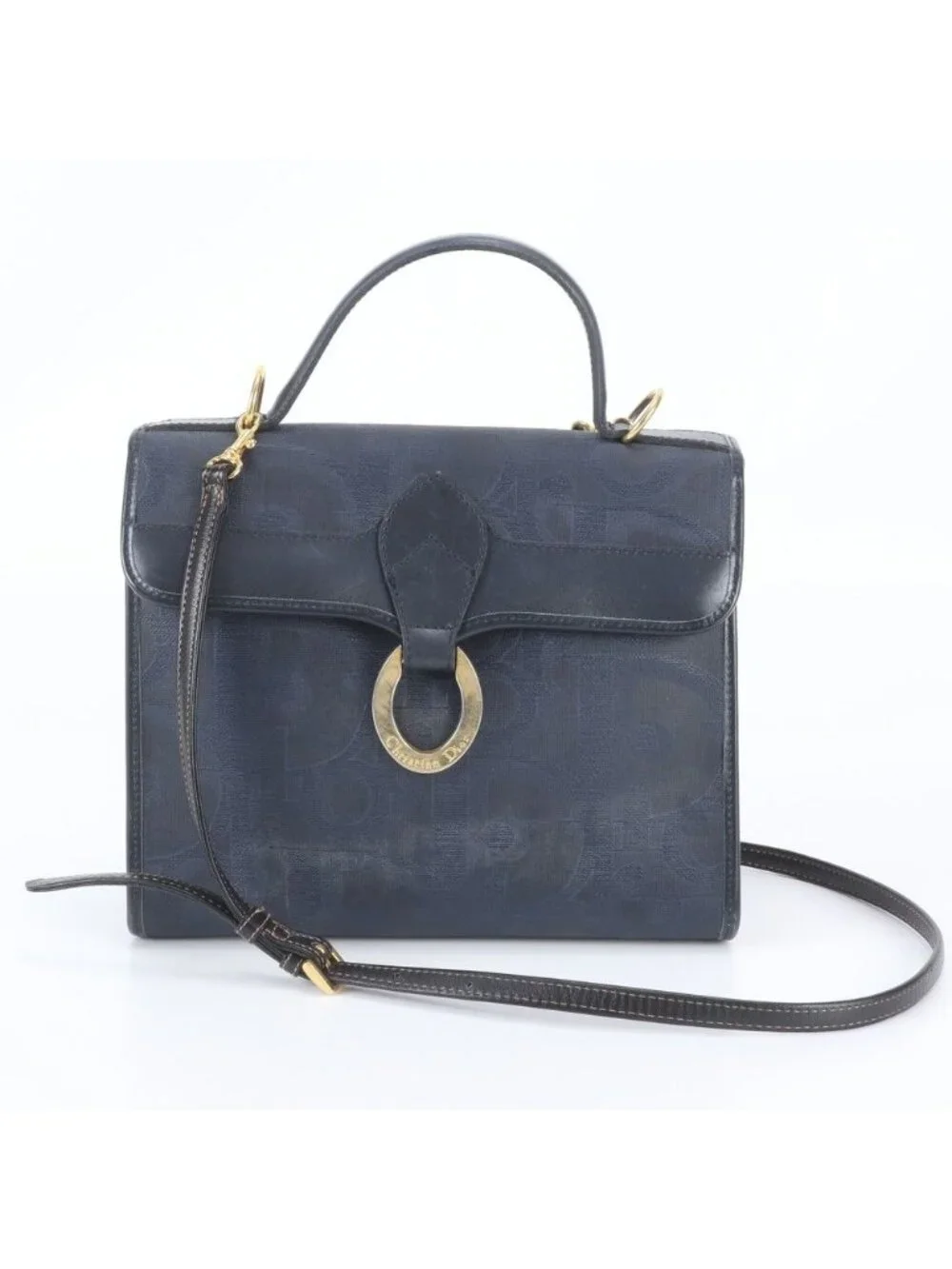 Dior Vintage Trotter Leather 2-Way Shoulder Bag Crossbody